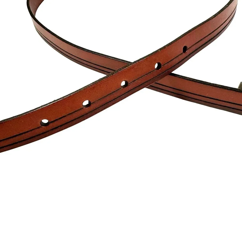 Fossil Belt Genuine Leather Size Large Brown BT3830231 Black Pinstripe Career